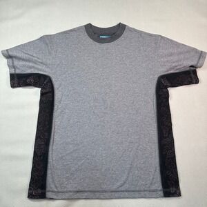 Icebox T-Shirt Mens Medium Grey Mesh Side Panels Floral‎ Y2K Streetwear Tee